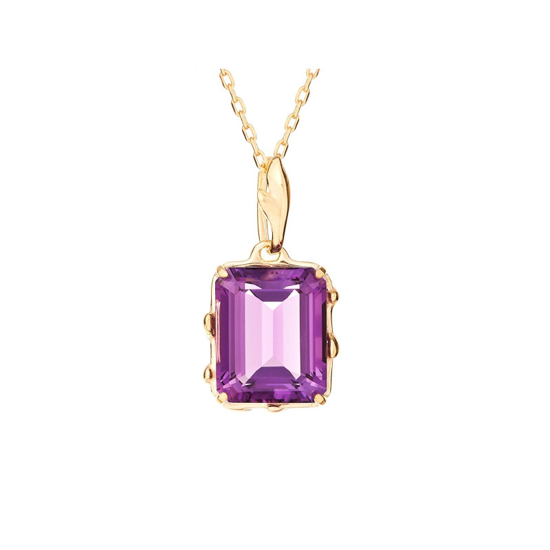 Pendant with natural violet amethyst, in gold