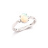 Oval opal ve zirkonyum oksitli yüzük, 925 rodyum kaplama gümüş
