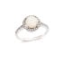 Ring mit rundem Opal und Zirkonoxid, aus 925 rhodiniertem Silber