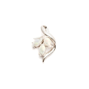 Colgante con ópalo lanzadera blanco, en plata 925 rodiada, altura 1,8 cm