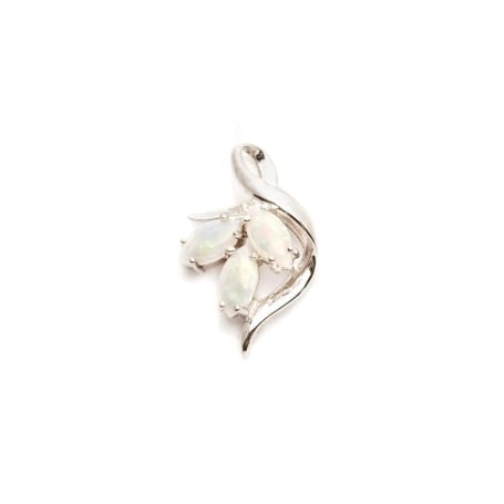 Anhänger mit weißem Shuttle-Opal, aus 925er rhodiniertem Silber, Höhe 1,8 cm