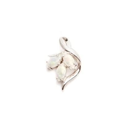 화이트 셔틀 오팔이 세팅된 펜던트, 925 로듐 도금 실버 소재, 높이 1.8 cm