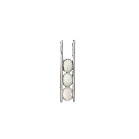 타원형 화이트 오팔 펜던트, 925 로듐 도금 실버 소재, 높이 1.8 cm