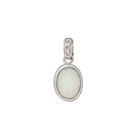 Pandantiv cu opal alb oval, din argint 925 rodiu, inaltime 1+0,6 cm