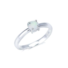 Ring mit natürlichem weißem Opal aus Australien, rund, aus rhodiniertem Silber 925