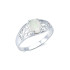 Ring with natural white opal from Australia oval, in rhodium silver 925