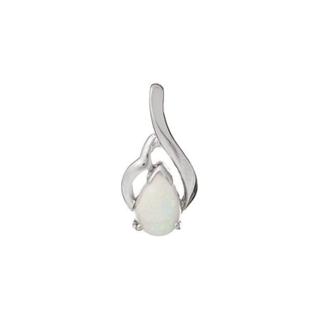 Pendentif avec opale blanche goutte, en argent rhodié 925, hauteur 1,5 cm