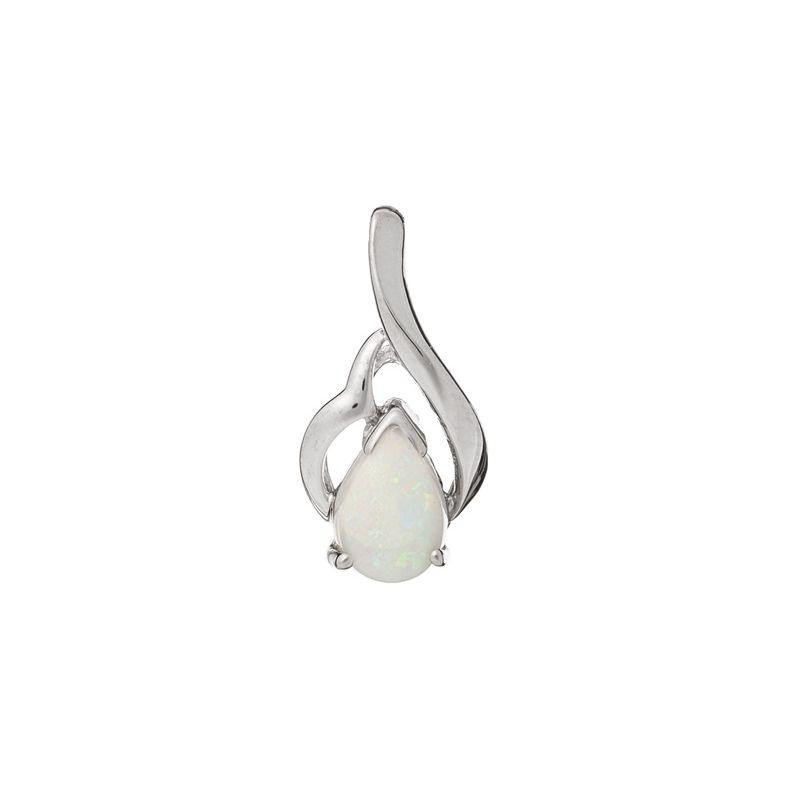 Anhänger mit Tropfen weißem Opal, aus 925er rhodiniertem Silber, Höhe 1,5 cm