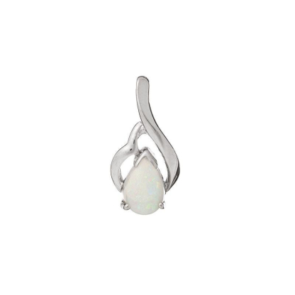 Colgante con gota de ópalo blanco, en plata 925 rodiada, altura 1,5 cm