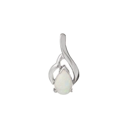 Pandantiv cu picătură opal alb, din argint 925 rodiu, înălțime 1,5 cm