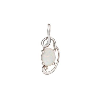 Hanger met natuurlijke ovale Australische witte opaal, in gerhodineerd zilver 925