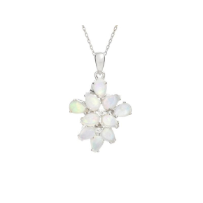 Opal ve zirkonyum oksitli Kolye ucu, 925 rodyum kaplama gümüş, 2,3+0,8 cm