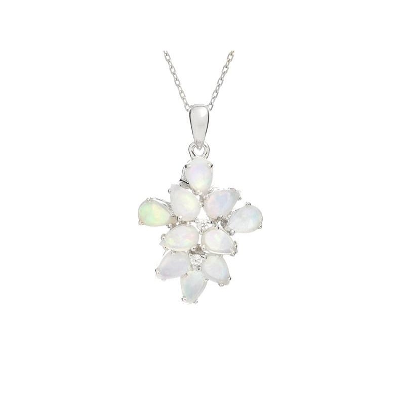 Opal ve zirkonyum oksitli Kolye ucu, 925 rodyum kaplama gümüş, 2,3+0,8 cm