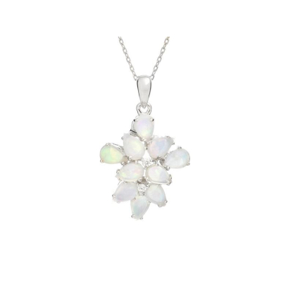 Pendente com opala e óxido de zircónio, prata 925 com banho de ródio, 2,3+0,8 cm
