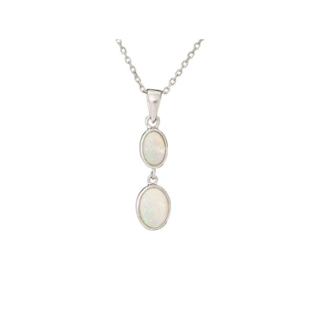 Colgante con ópalo blanco ovalado, en plata 925 rodiada, altura 2+0,6 cm
