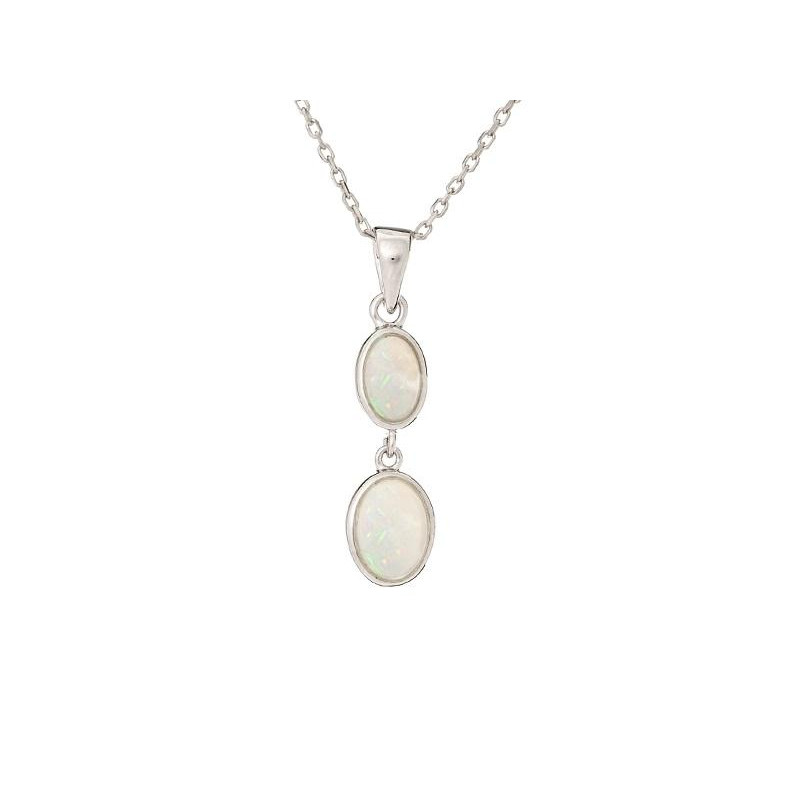 타원형 화이트 오팔 펜던트, 925 로듐 도금 실버 소재, 높이 2+0.6 cm