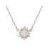 Halsketting met ronde opaal en zirkoniumoxide, in 925 gerhodineerd zilver, 40+3 cm