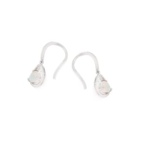Boucles d'oreilles avec opale ronde et oxyde de zirconium, en argent rhodié 925