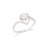 Ring with round opal and zirconium oxide, in rhodium-plated silver 925