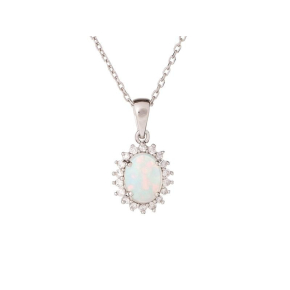 Anhänger mit Opal und Zirkonoxid, rhodiniertes Silber 925, 1,2+0,5 cm