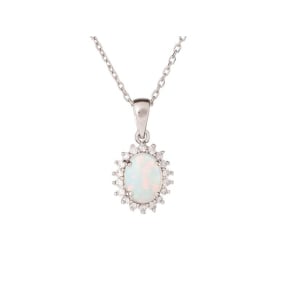 Pendentif avec opale et oxyde de zirconium, argent rhodié 925, 1,2+0,5 cm