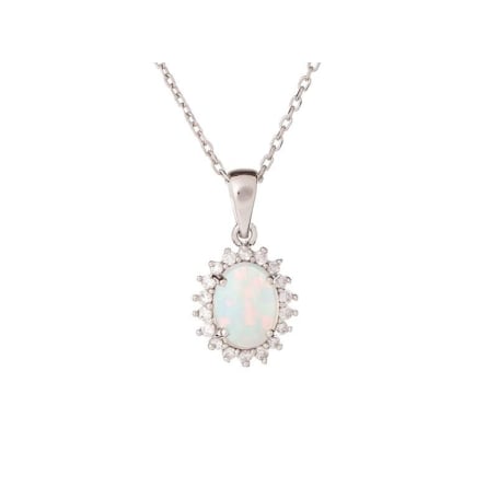 Ciondolo con opale e ossido di zirconio, argento 925 rodiato, 1,2+0,5 cm