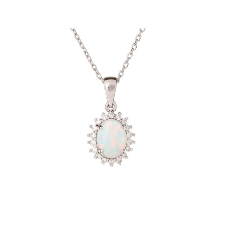 Pendentif avec opale et oxyde de zirconium, argent rhodié 925, 1,2+0,5 cm