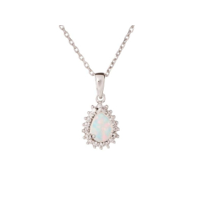 Ciondolo con opale e ossido di zirconio, argento 925 rodiato, altezza 1+0,5 cm