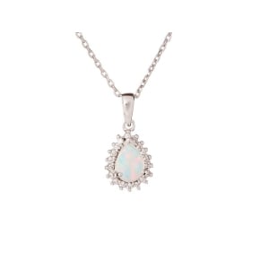 Opal ve zirkonyum oksitli Kolye ucu, 925 gümüş rodyum kaplama, yükseklik 1+0,5 cm