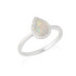 Ring with drop opal and zirconium oxide, in rhodium-plated silver 925