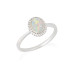 Anillo con ópalo ovalado y óxido de circonio, en plata 925 rodiada