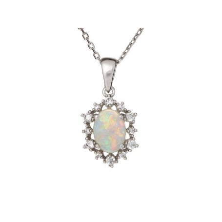Pendentif avec opale et oxyde de zirconium, argent rhodié 925, 1,3+0,5 cm