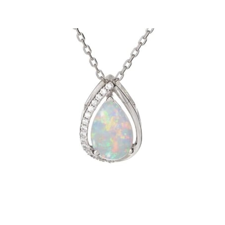 Ciondolo con opale e ossido di zirconio, in argento 925 rodiato, altezza 1,2 cm