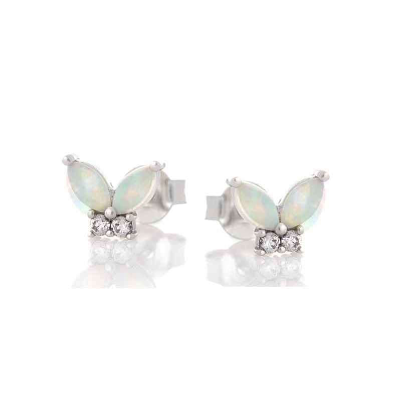 Orecchini con opale e ossido di zirconio, in argento 925 rodiato