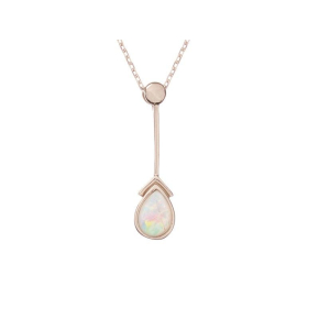 Pendant with white opal drop, in rhodium-plated silver 925, height 2.5 cm