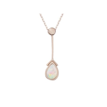Ciondolo con goccia opale bianco, in argento 925 rodiato, altezza 2,5 cm