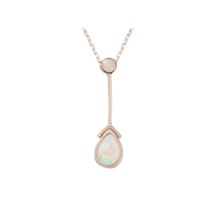 Colgante con gota de ópalo blanco, en plata 925 rodiada, altura 2,5 cm