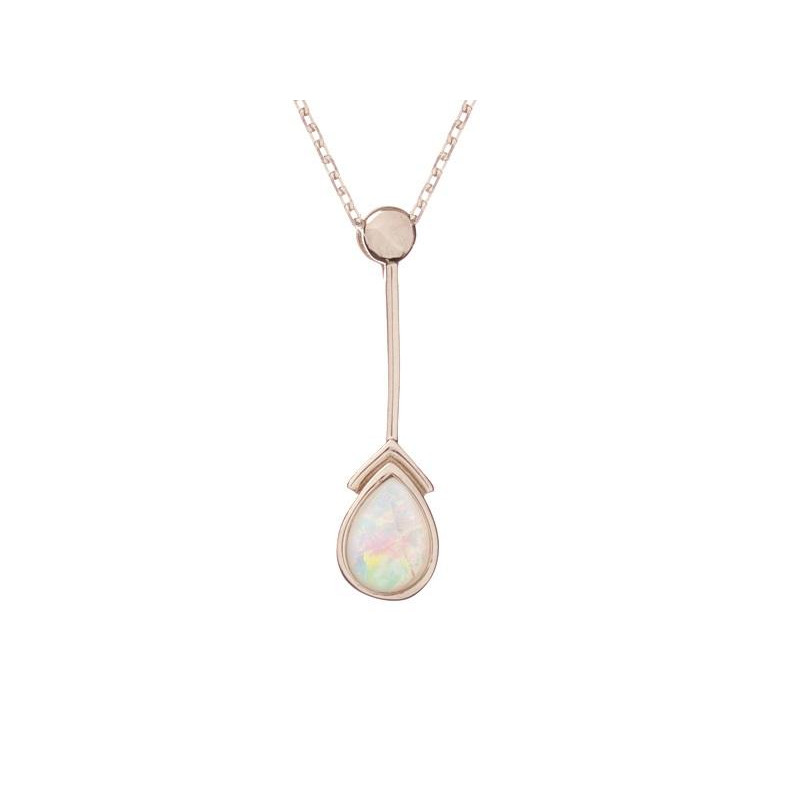 Hanger met druppel witte opaal, in 925 gerhodineerd zilver, hoogte 2,5 cm