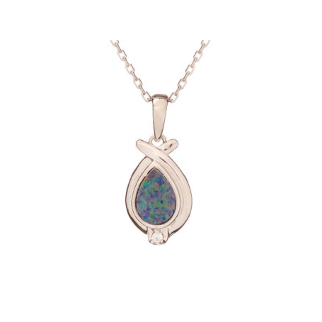 Colgante con doblete de ópalo azul de Australia, en plata 925 rodiada