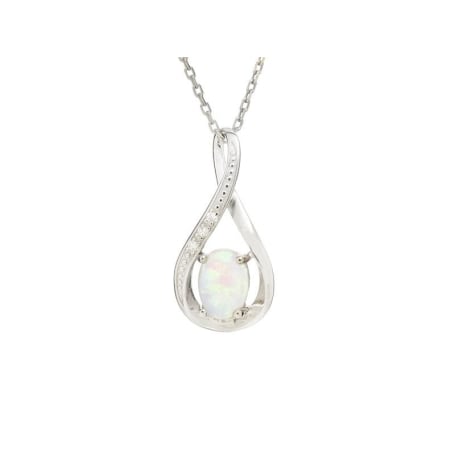 Ciondolo con opale e ossido di zirconio, in argento 925 rodiato, altezza 2 cm