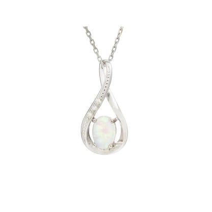 Opal ve zirkonyum oksitli Kolye ucu, 925 rodyum kaplama gümüş, yükseklik 2 cm