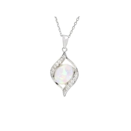 Ciondolo con opale e ossido di zirconio, in argento 925 rodiato, altezza 1,7 cm