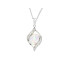 Ciondolo con opale e ossido di zirconio, in argento 925 rodiato, altezza 1,7 cm