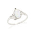 Anello con goccia di opale bianco naturale proveniente dall'Australia, in argento 925 rodiato