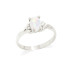 Inel cu opal natural oval alb australian, din argint 925 placat cu rodiu