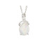Pendente con opale bianco ovale, in argento 925 rodiato, altezza 1,5 cm