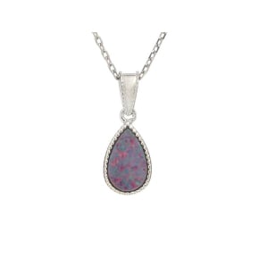 Pendentif goutte opale bleue doublet, argent rhodié 925, hauteur 1+0,6 cm