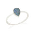 Anello con goccia di opale blu doppietto australiano, in argento 925 rodiato