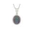 Anhänger mit Dublett blauer Opal, aus 925 rhodiniertem Silber, Höhe 1+0,6 cm