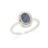 Ring met ovaal doublet opaal en zirkoniumoxide, in gerhodineerd zilver 925